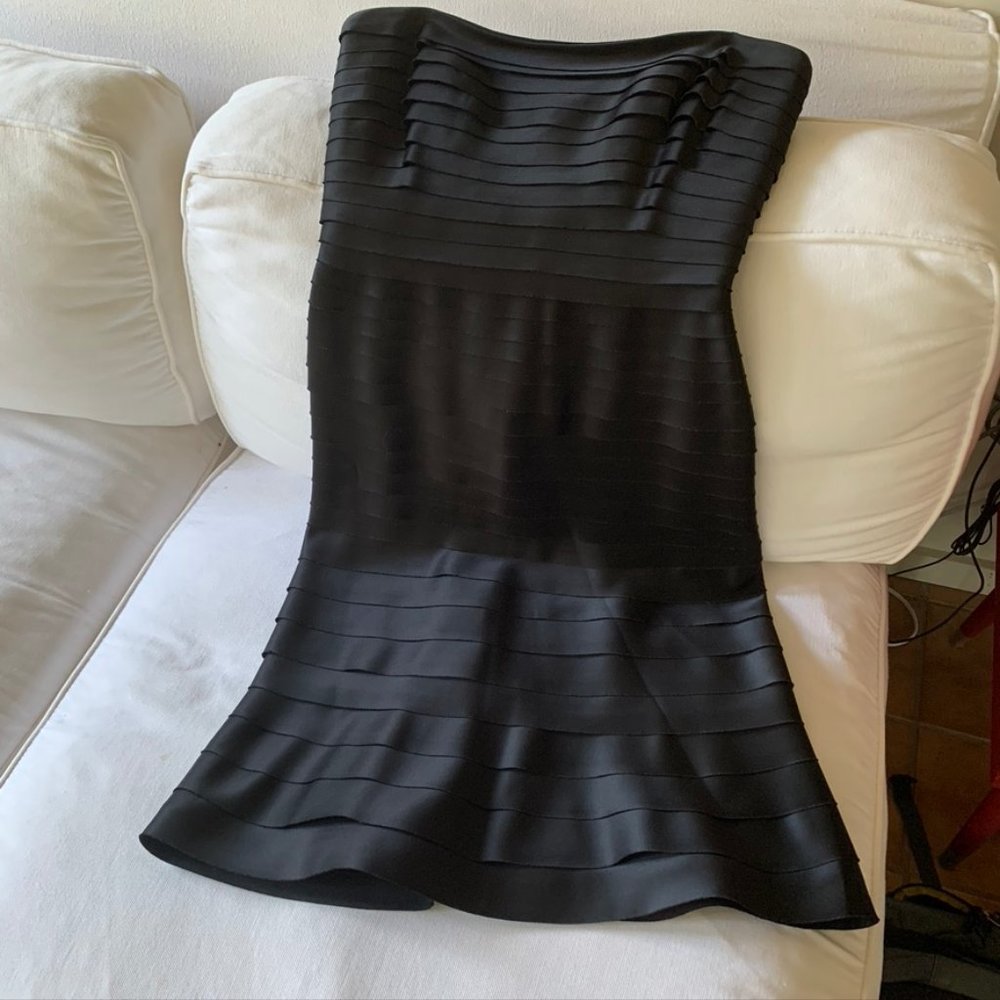 Tiered Black Strapless Cocktail Dress, 8 - Picture 7 of 7